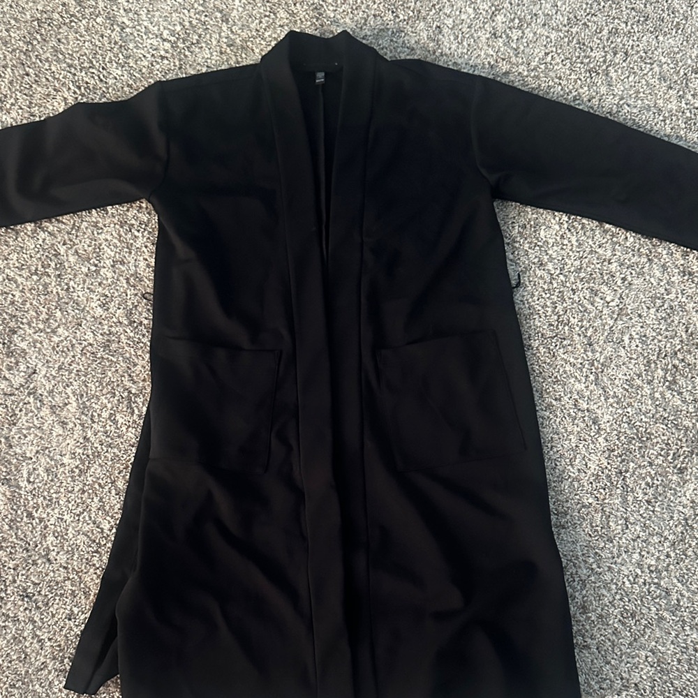 NWOT Eileen Fisher Black Open Front Cardigan Size XXS